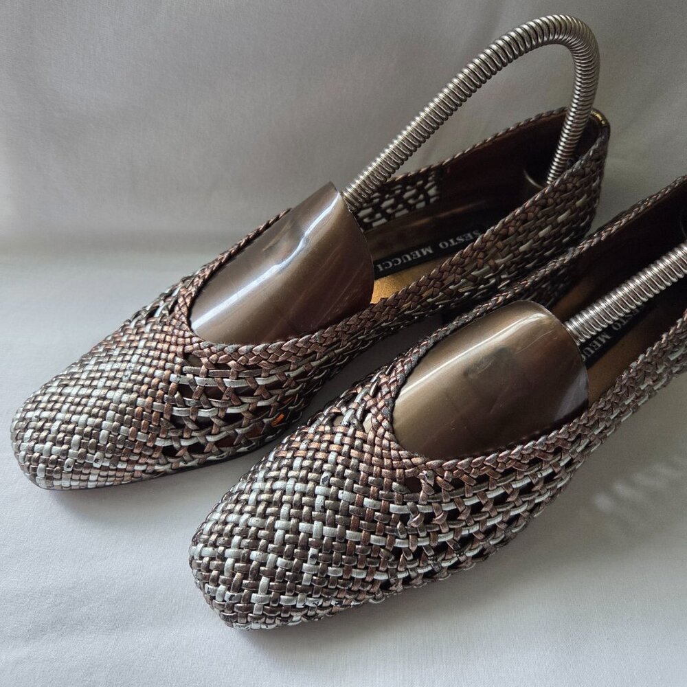 Vintage Sesto Meucci Woven Metallic Heels - Picture 3 of 15